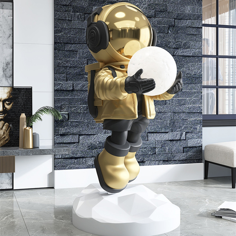 Resin Art On Floor - Astronot zemin lambası dekor heykeli reçine