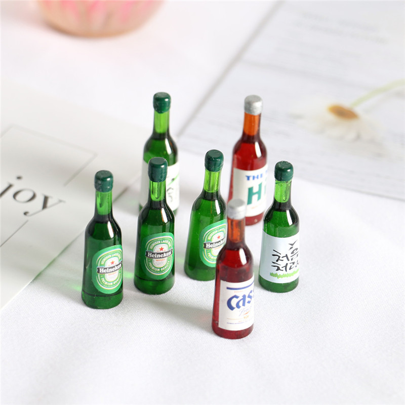 Resin Art Bottle - 5 adet Dollhouse Mini bira şişesi