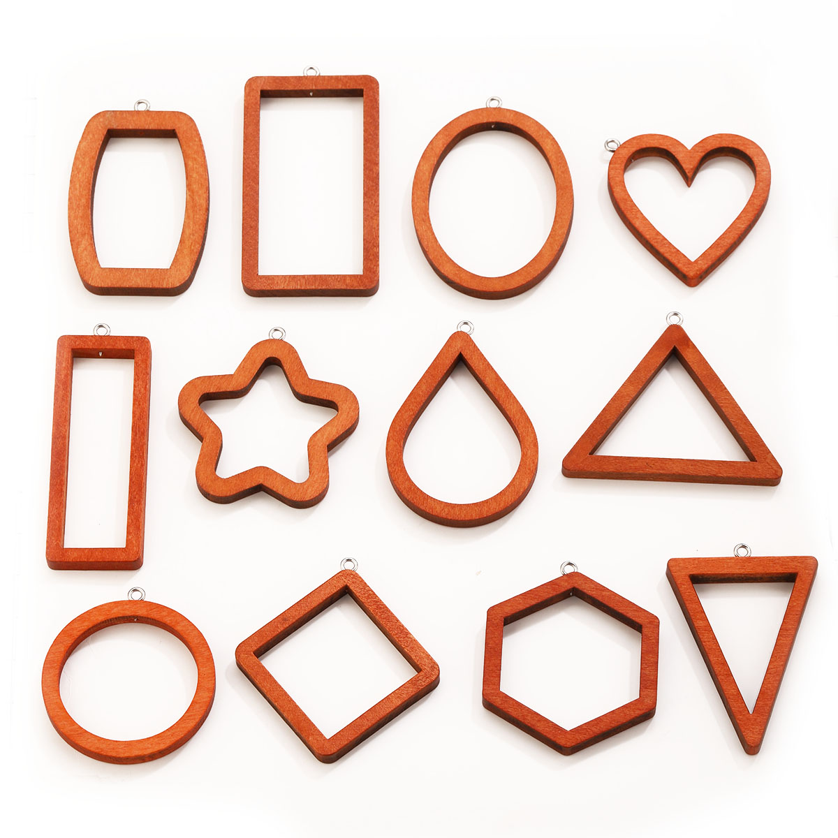 Resin Art Jewellery Kit - 10 adet üçgen dikdörtgen ahşap geometrik